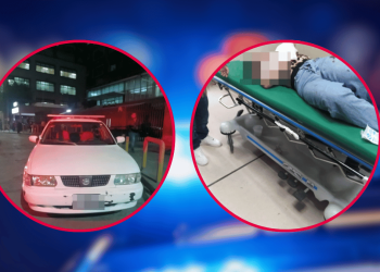 carro-del-papá-y-joven-lesionada-ya-en-el-hospital-luego de la ayuda vial de los oficiales de mty